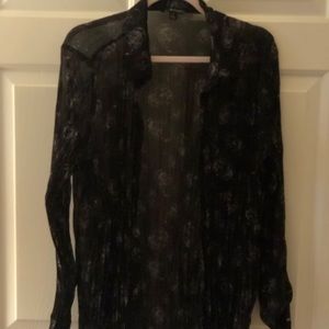 Sheer button up top with skulls